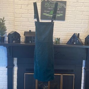 Dark green overall dress cute with a white or black undershirt size L